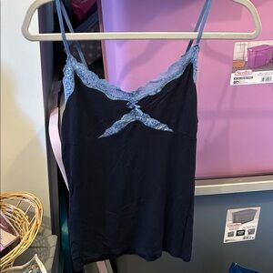 Blue Lace Trim Cami Lounge Top
